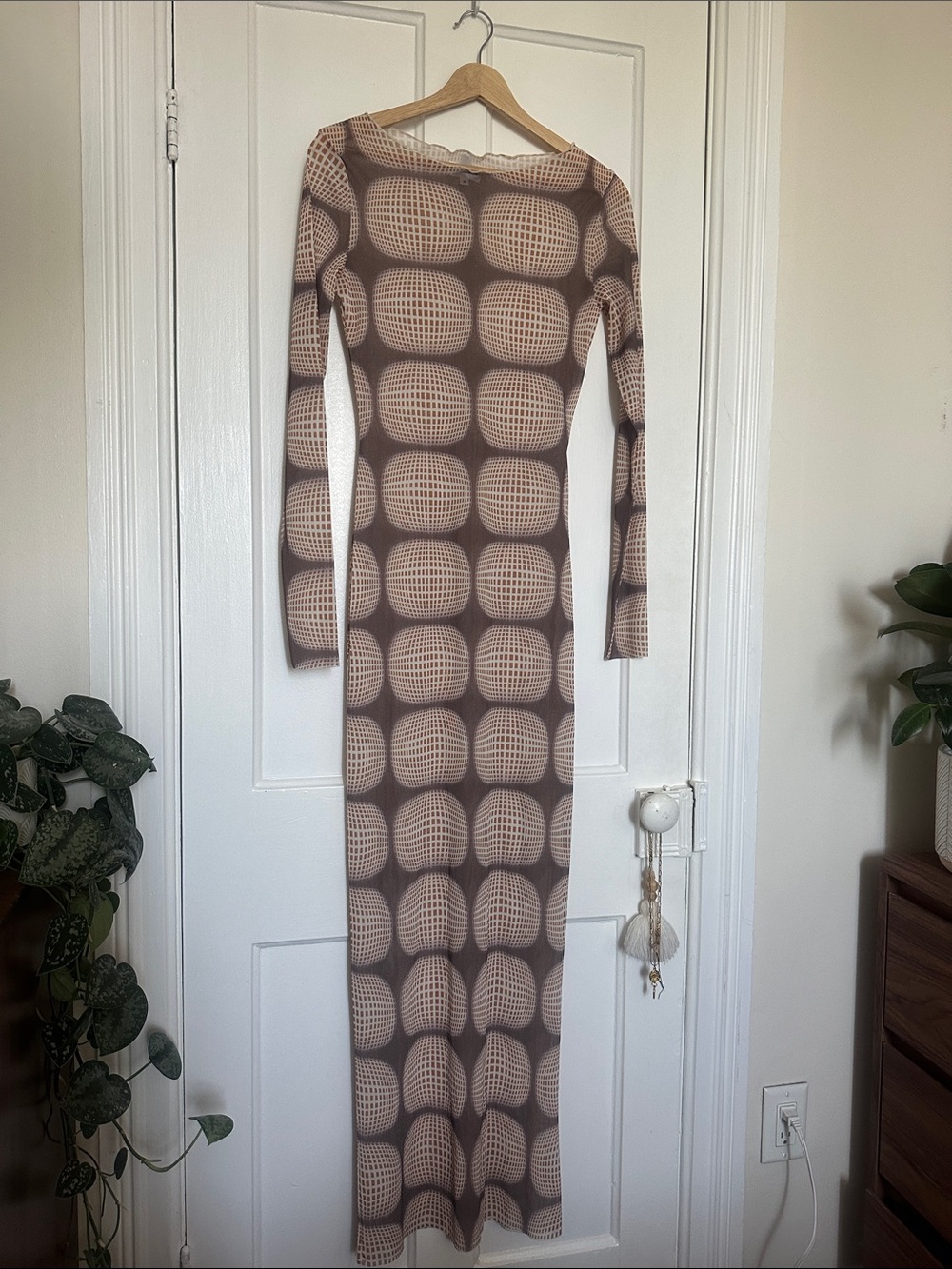Superdown Geometric Long Sleeve Maxi Dress